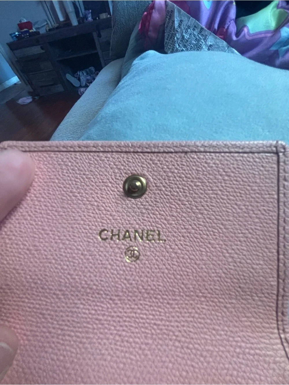 CHANEL Pink Compact Bi-Fold Wallet with CC Button